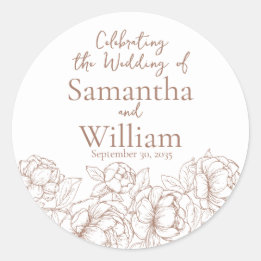 Sticker Rond Mocha Mousse minimaliste moderne Boho Floral Maria
