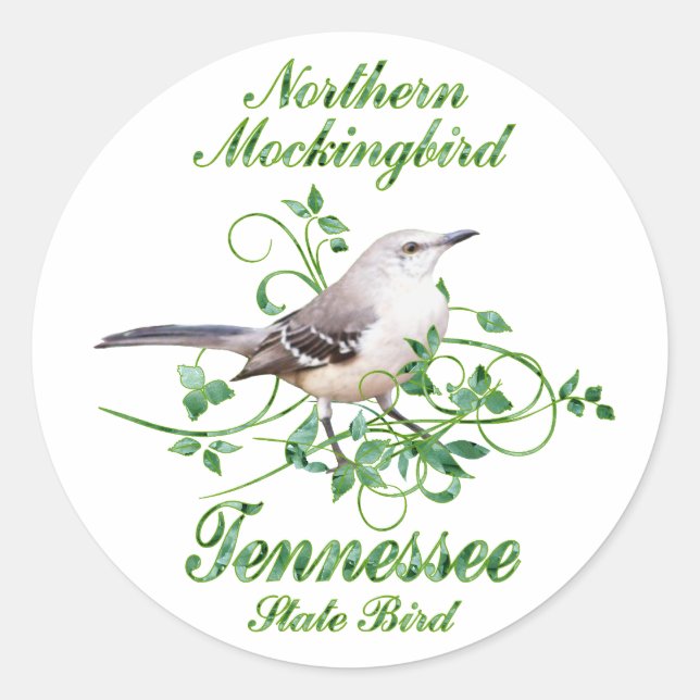 Sticker Rond Mockingbird Tennessee State Bird (Devant)