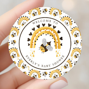 Sticker Rond Mod Rainbow Bumblebee Miel Bee Baby shower