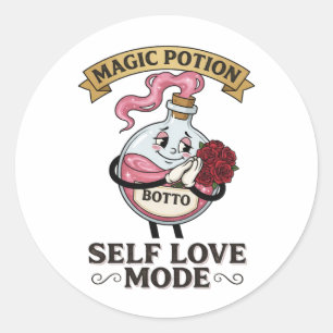 Sticker Rond Mode Amour de Soi Botto Potion Magique Vintage A