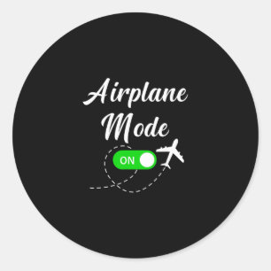 Sticker Rond Mode Avion Voyage Drôle Pilote Avion Vacances
