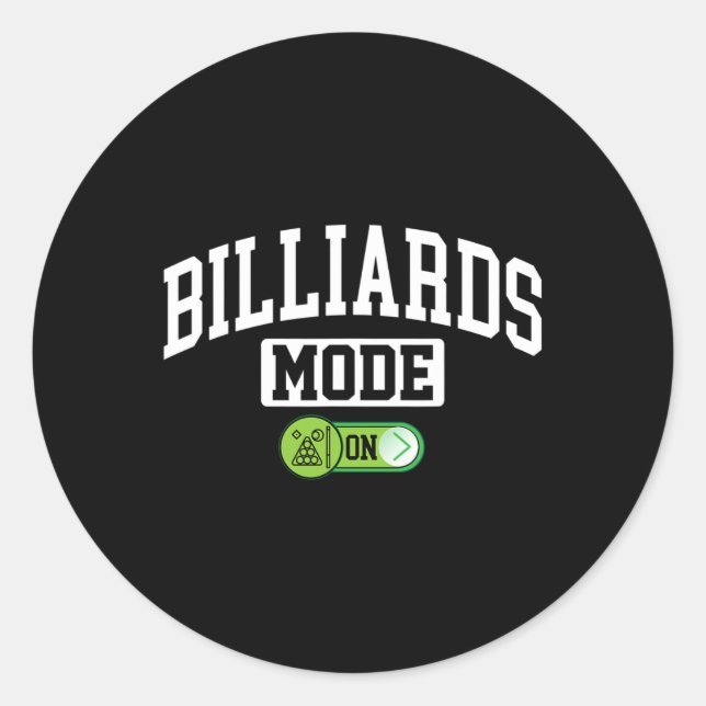 Sticker Rond Mode Billard activé - Drôle Joueur Billard (Devant)