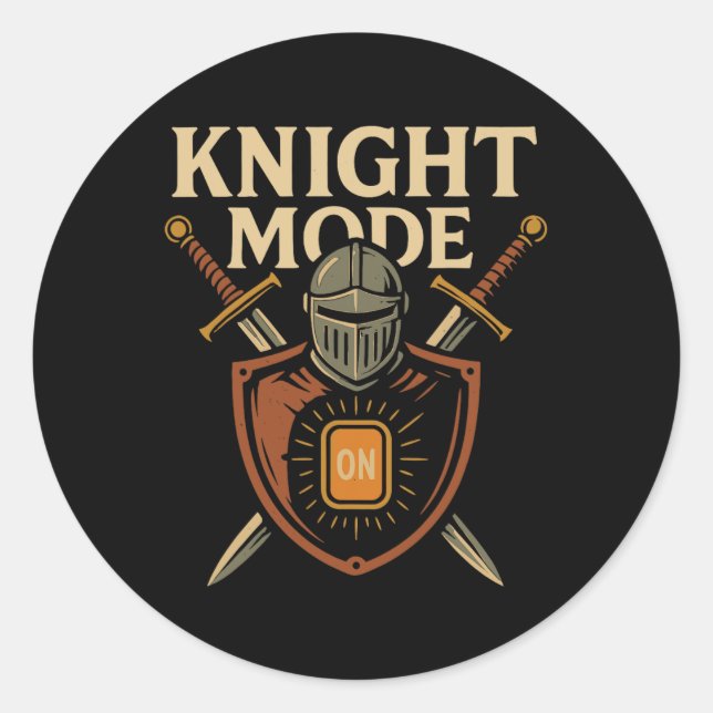 Sticker Rond Mode Chevalier Activé Épée Médiévale Drôle Bouclie (Devant)