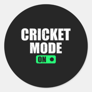 Sticker Rond Mode Cricket Activé - Joueur de Cricket Cricket