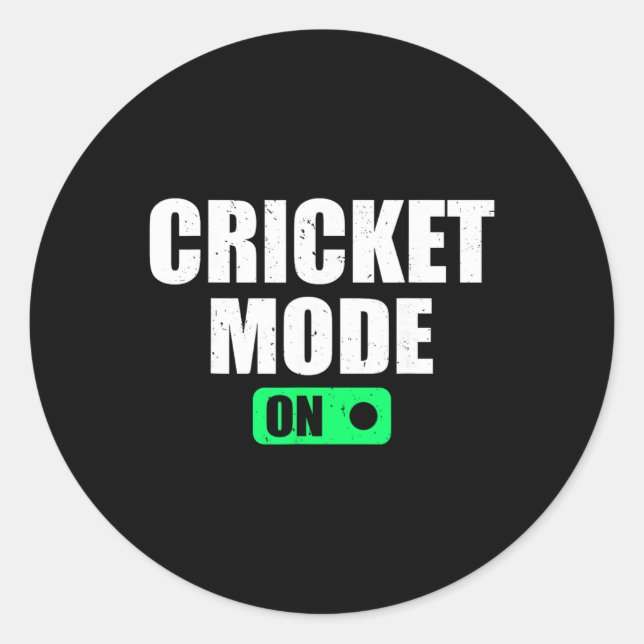Sticker Rond Mode Cricket Activé - Joueur de Cricket Cricket (Devant)