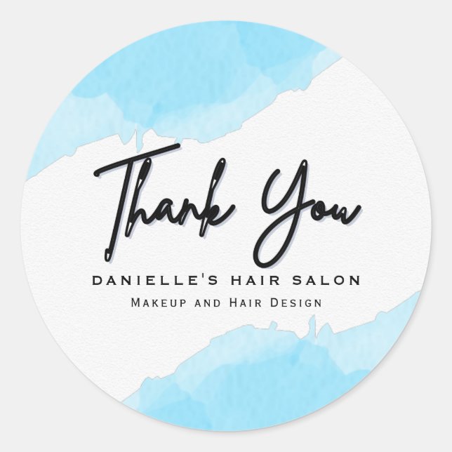 Sticker Rond Mode d'aquarelle bleu moderne (Devant)