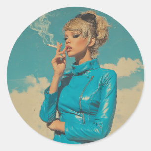 Sticker Rond Mode de Fumage Retro Glam