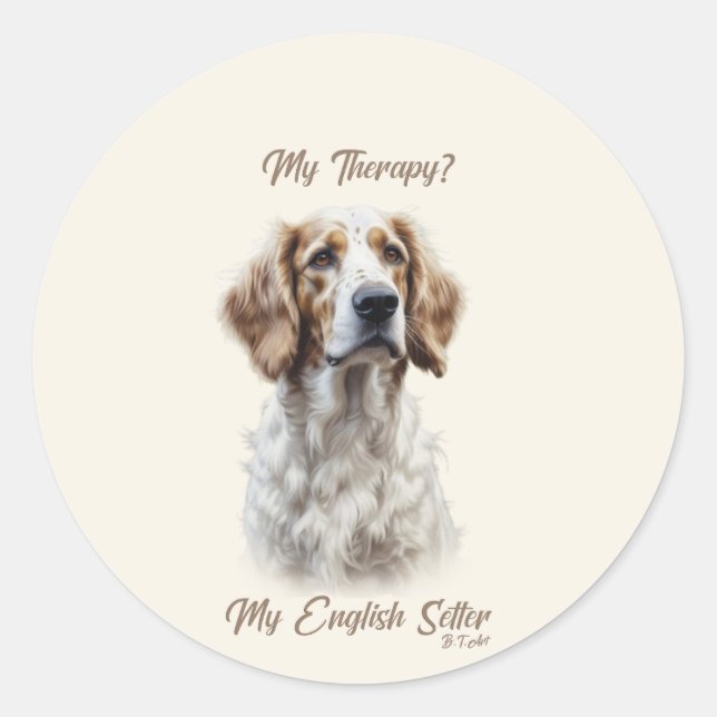 Sticker Rond Mode de vie du Setter Anglais (Devant)