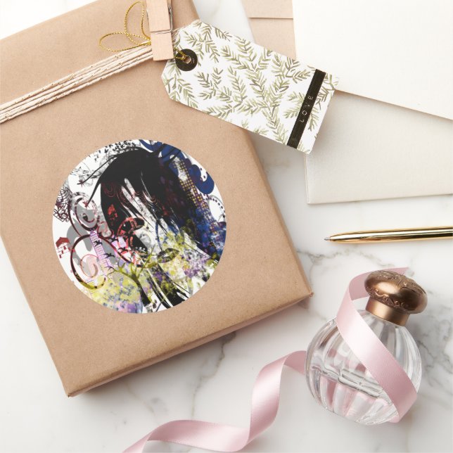 Sticker Rond Mode Diva tourbillonné (Cadeaux)