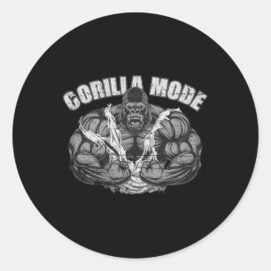 Sticker Rond Mode Gorille Entraîneur de Fitness Singe de Gym Sw