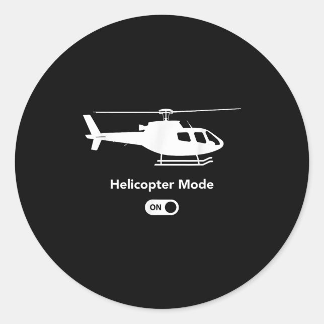 Sticker Rond Mode Hélicoptère activé - Conception amusante de l (Devant)