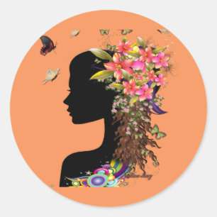 Sticker Rond Mode Imaginaire pour dames