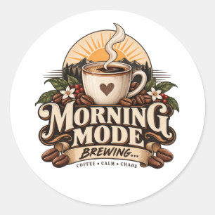 Sticker Rond Mode Matin Café Amour Vintage Café