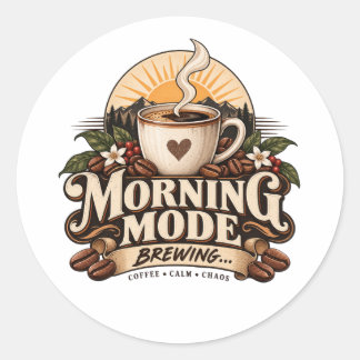 Sticker Rond Mode Matin Café Amour Vintage Café