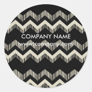 Sticker Rond Mode Motif Géométrique Noir et Blanc Chevron