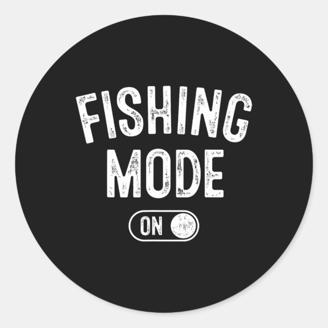 Sticker Rond Mode Pêche Activé Cadeau Drôle Pêcheur Papa Pêcheu (Devant)