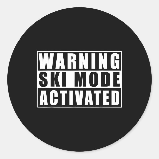 Sticker Rond Mode Ski Avertissement Activé (Devant)