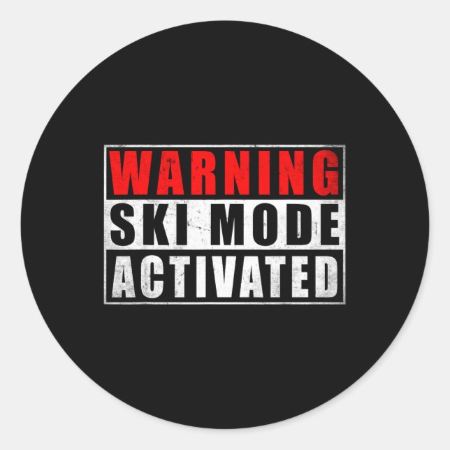 Sticker Rond Mode Ski Avertissement Activé 1  (Devant)