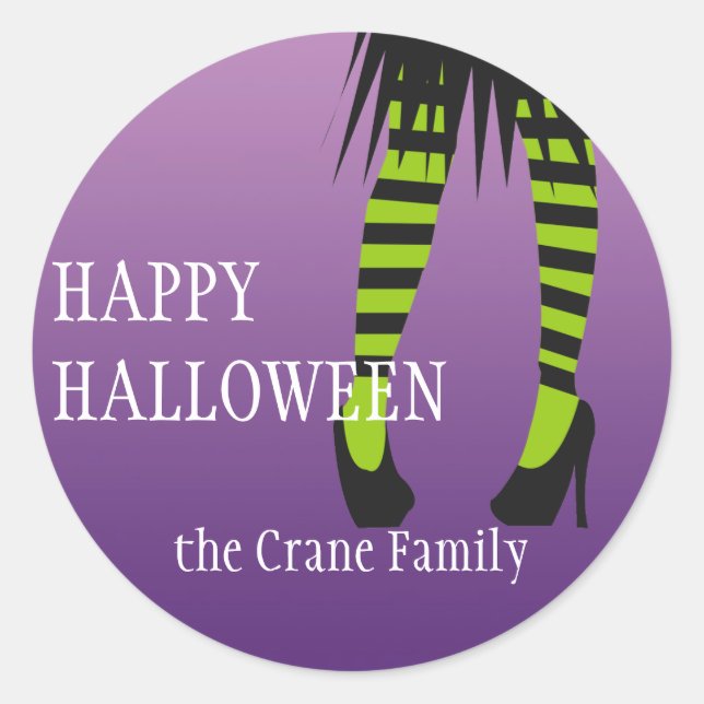 Sticker Rond Mode sorcière costume rayures jambes Halloween éti (Devant)