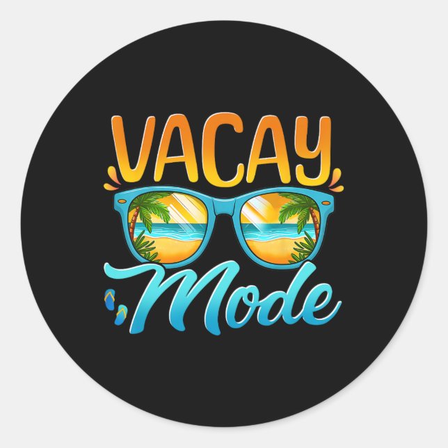 Sticker Rond Mode Vacances Activé Vacances Été Croisière Séjour (Devant)