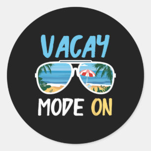 Sticker Rond Mode Vacances Drôle Mignon Activé Vacances D'été E