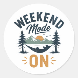Sticker Rond Mode week-end activé Relaxation au coucher de sole