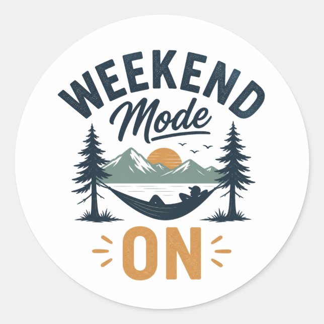Sticker Rond Mode week-end activé Relaxation au coucher de sole (Devant)