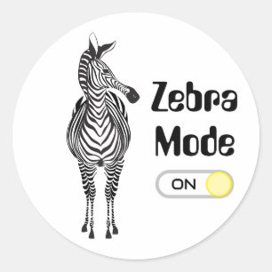 Sticker Rond Mode Zèbre activé, couleurs personnalisables et po