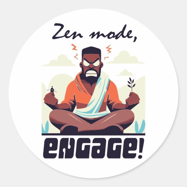 Sticker Rond Mode zen, engagez-vous ! ⚡ Adulte est un Glitch (Devant)