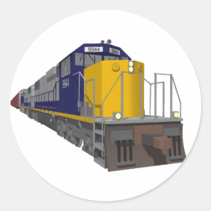 Sticker Rond modèle 3D : Train de fret : Chemin de fer :