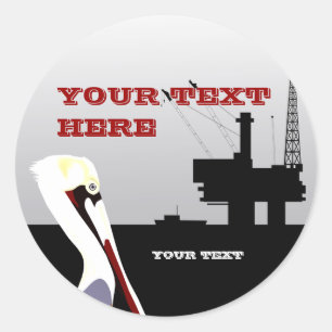 Sticker Rond Modèle à bascule pétrolier et pélican