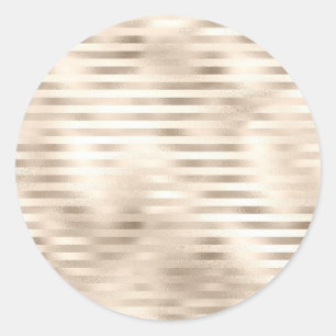 Sticker Rond Modèle à lignes Bronze scintillant, texture fausse