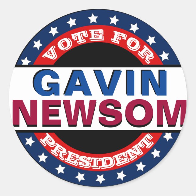 Sticker rond Modèle classique Gavin Newsom (Devant)