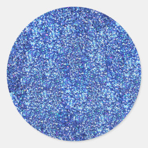Sticker Rond Modèle classique vierge paillettes bleues glamour