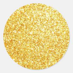 Sticker Rond Modèle classique vierge paillettes or glamour