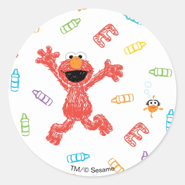 Sticker Rond Modèle crayon Elmo (Devant)