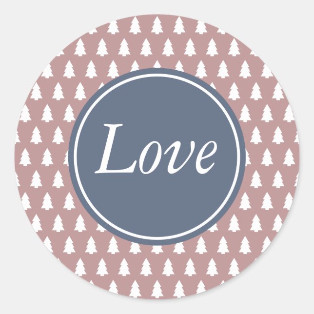 Sticker Rond Modèle d'arbre de Noël Amour Rose Bleue Blanche Vi (Devant)