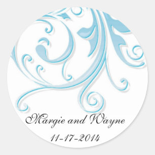 Sticker Rond Modèle d'autocollant à enveloppe bleue