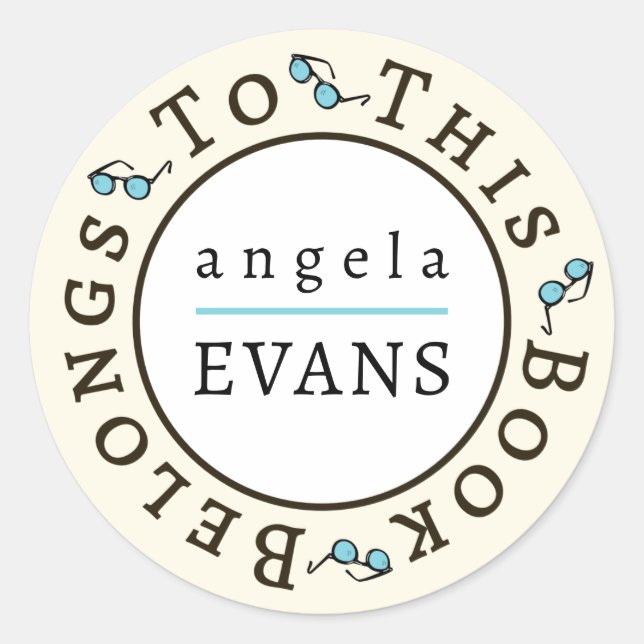 Sticker Rond Modèle d'autocollant "Ce livre appartient à" (Devant)