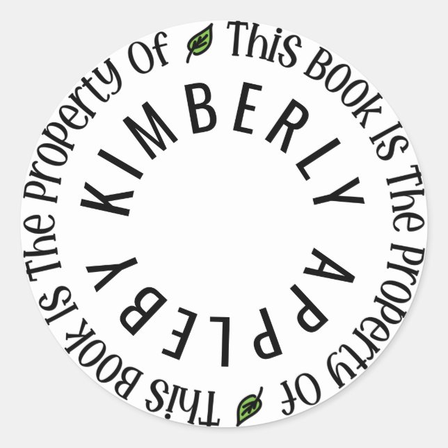 Sticker Rond Modèle d'autocollant "Ce livre est la propriété de (Devant)