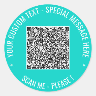 Sticker Rond Modèle d'autocollant de code QR avec texte personn