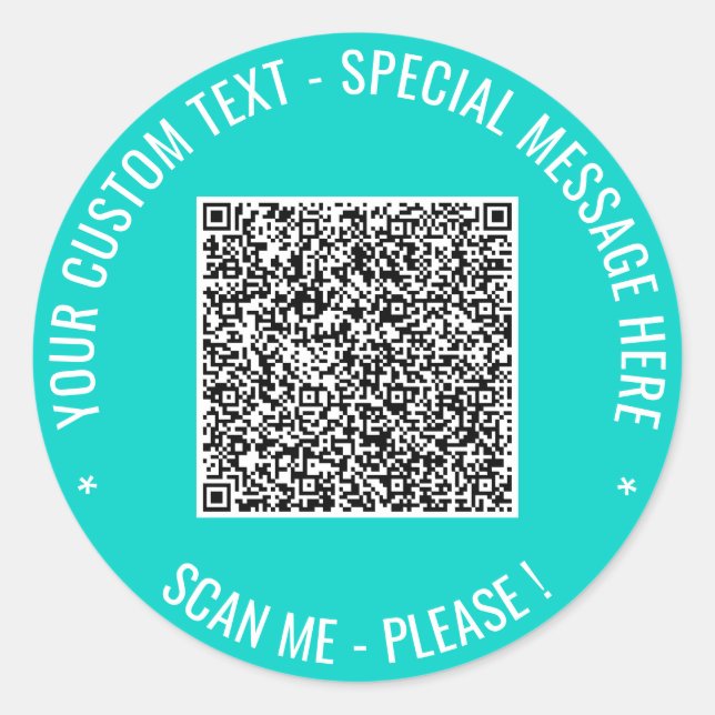 Sticker Rond Modèle d'autocollant de code QR avec texte personn (Devant)