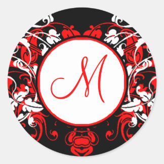 Sticker Rond Modèle d'autocollant monogramme personnalisé