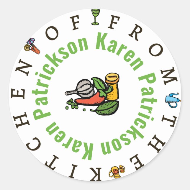 Sticker Rond Modèle d'autocollant Whimsical "From the Kitchen O (Devant)