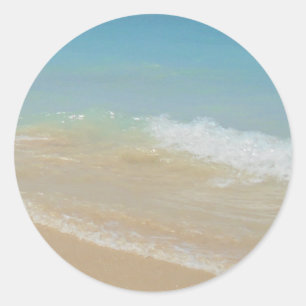 Sticker Rond Modèle de bord de mer vierge de Beach Sea Waves