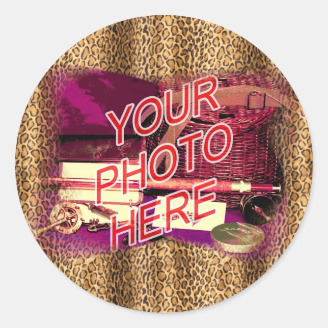Sticker Rond Modèle de cadre Leopard (Devant)
