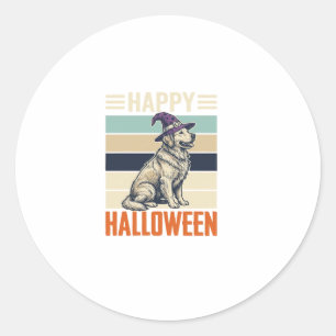Sticker Rond Modèle de chemise vintage Joyeux Halloween Chapeau