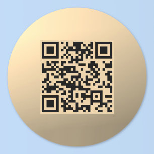 Sticker Rond Modèle de code QR immédiatement modifiable   Or Fa