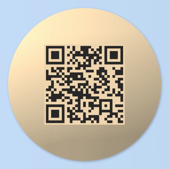 Sticker Rond Modèle de code QR immédiatement modifiable | Or Fa (Créateur téléchargé)