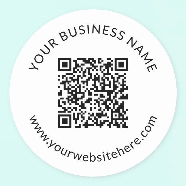 Sticker Rond Modèle de code QR téléchargé avec texte modifiable (Créateur téléchargé)